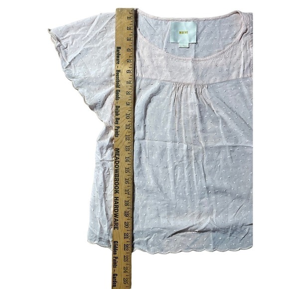 Anthropologie Maeve Women's Pink Flutter Sleeve Top. Light Pink. Sz. 0. - Picture 4 of 6